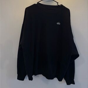 ALO Yoga Accolade Crew Neck Pullover - BLACK SIZE LARGE